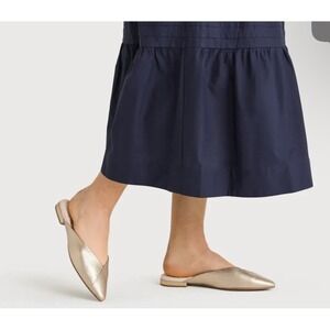 Birdies The Swan‎ Gold Leather Mules Slides Size 8